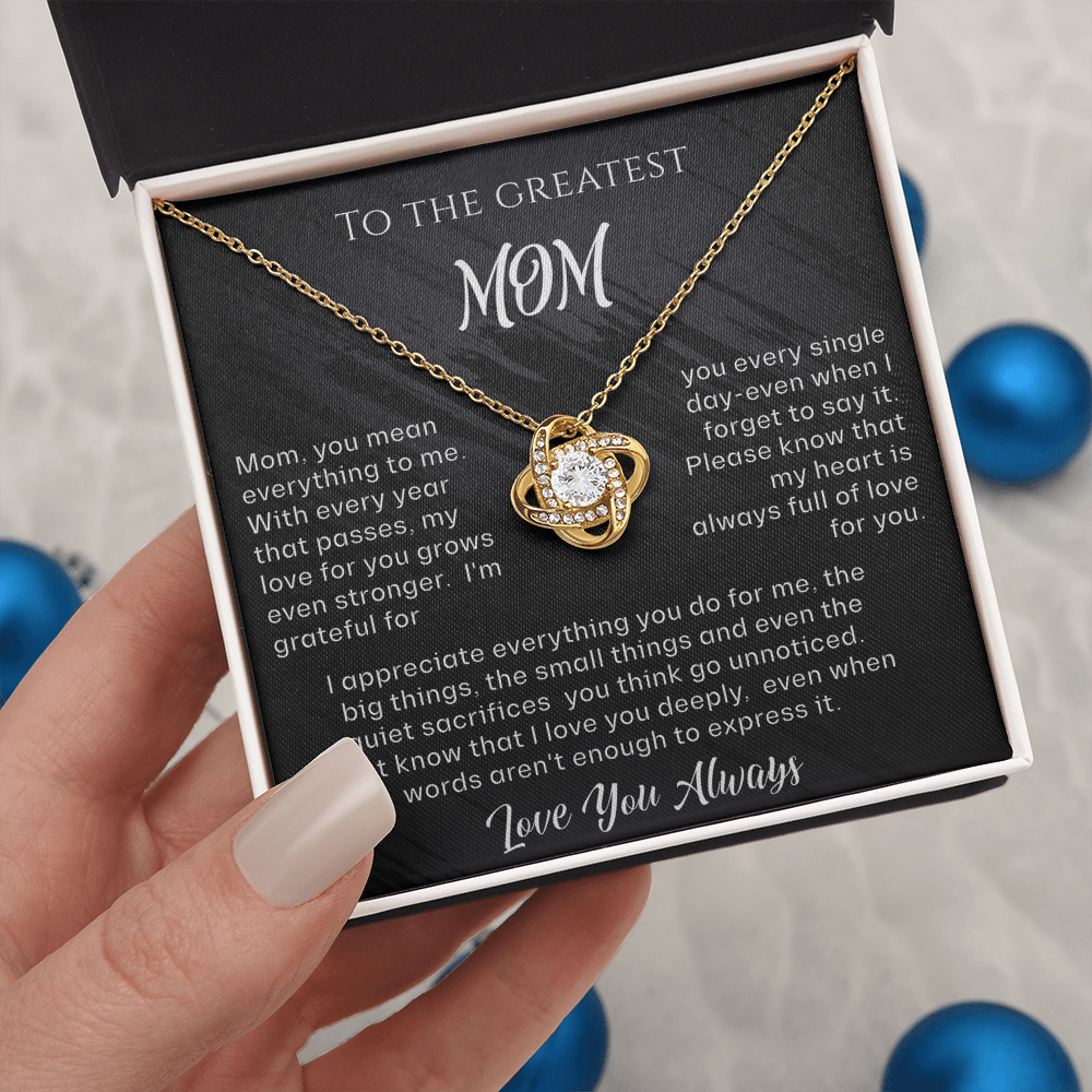 To The Greatest Mom Love Knot Necklace