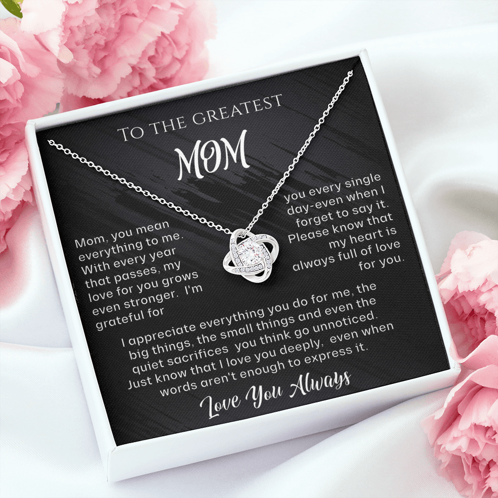 To The Greatest Mom Love Knot Necklace