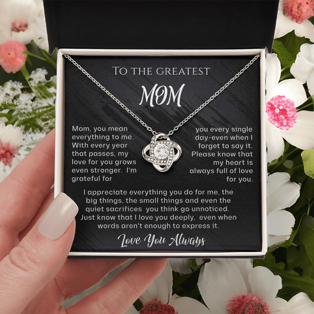 To The Greatest Mom Love Knot Necklace