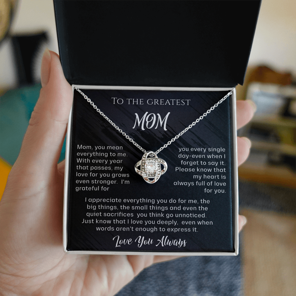 To The Greatest Mom Love Knot Necklace