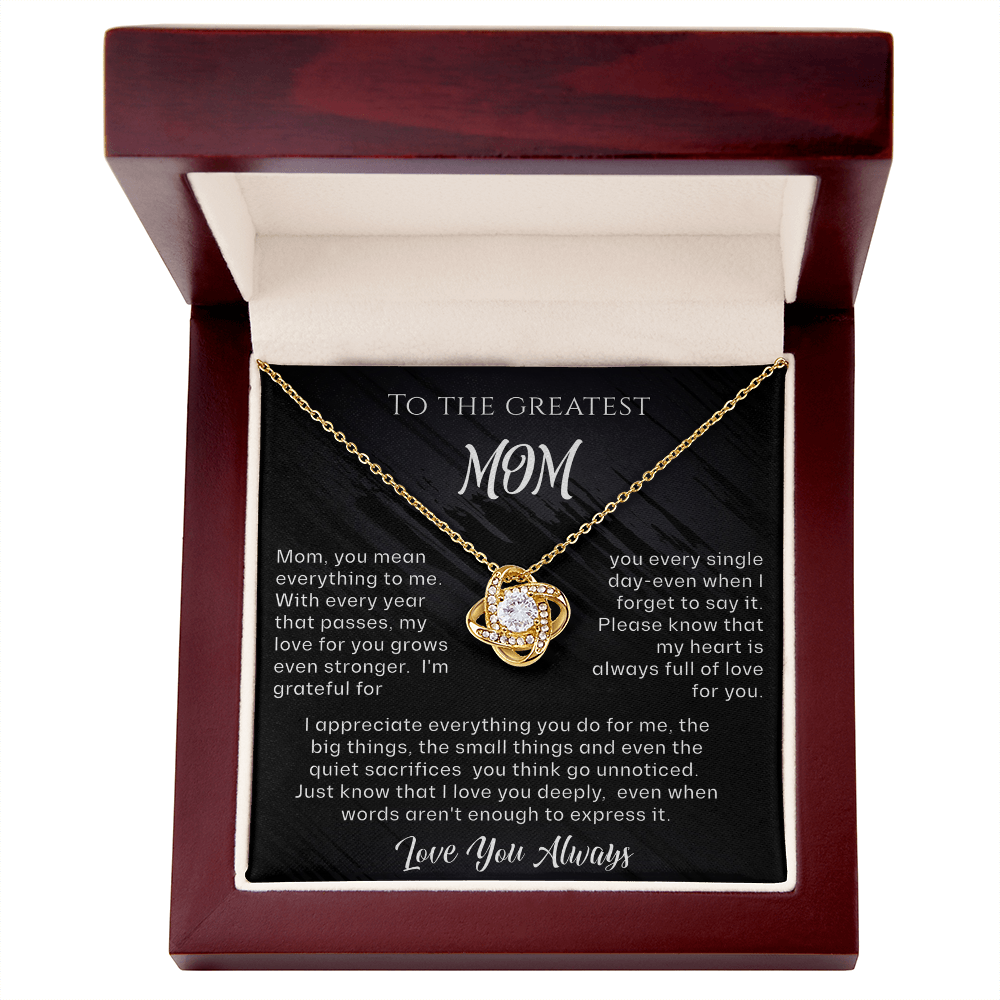 To The Greatest Mom Love Knot Necklace