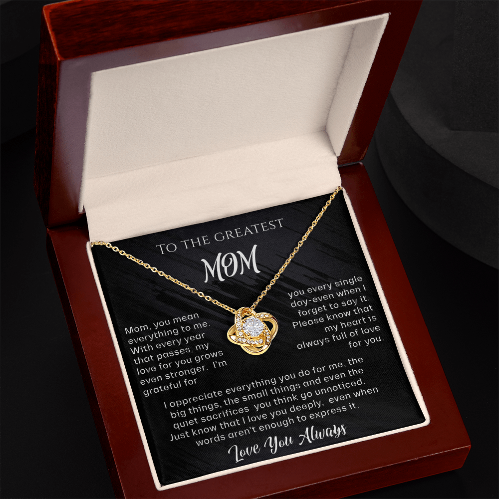 To The Greatest Mom Love Knot Necklace