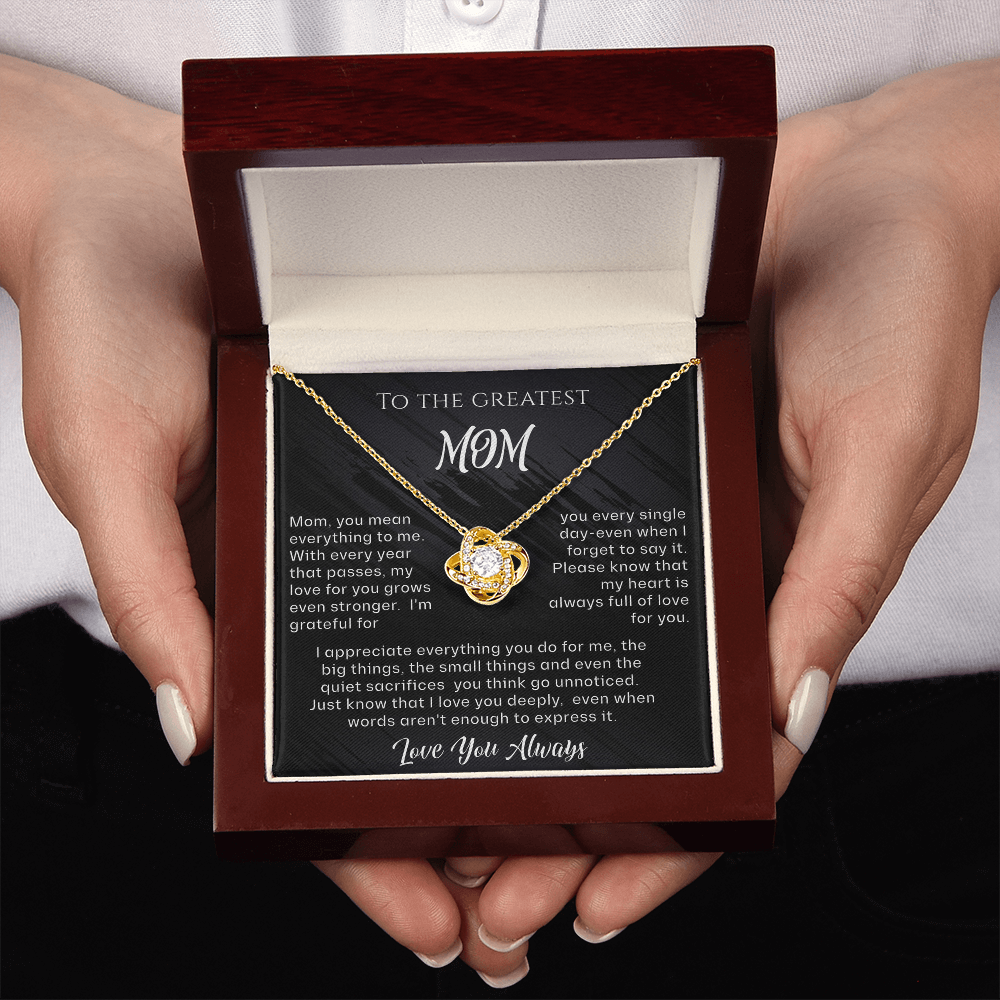 To The Greatest Mom Love Knot Necklace