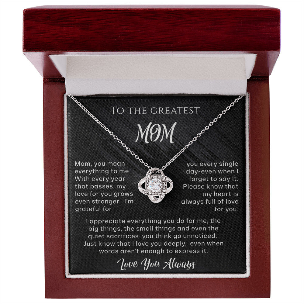 To The Greatest Mom Love Knot Necklace