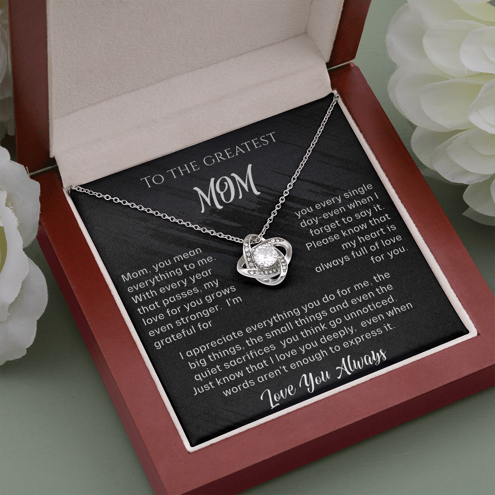 To The Greatest Mom Love Knot Necklace