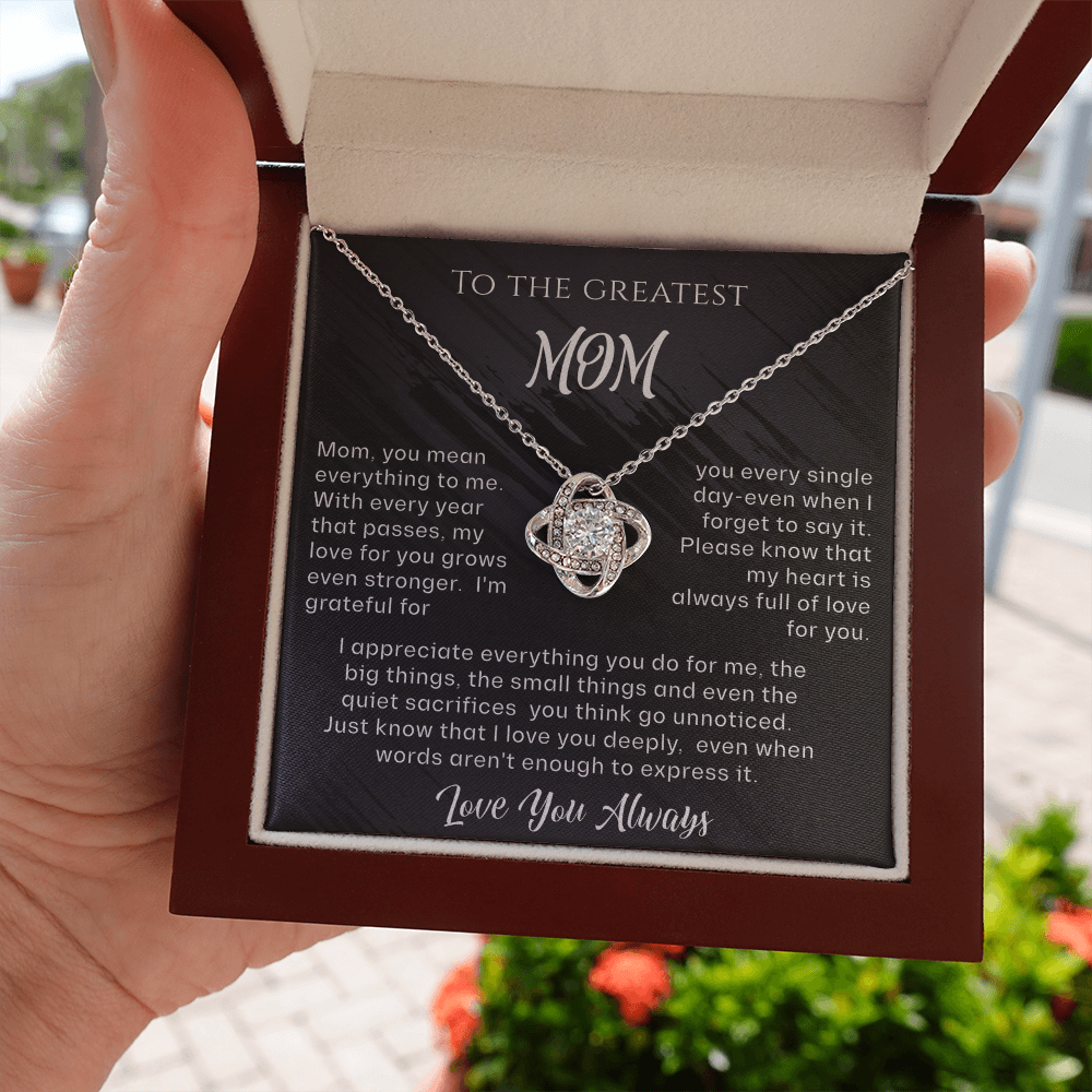 To The Greatest Mom Love Knot Necklace