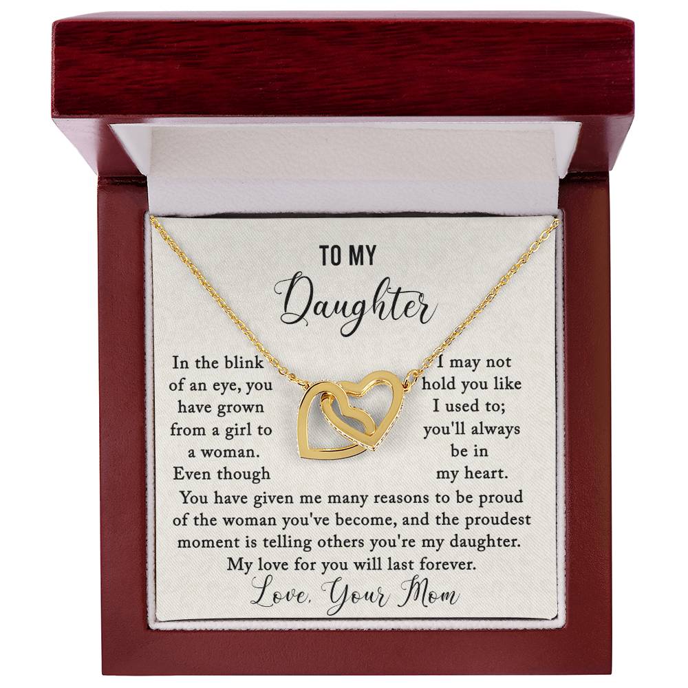 To My Daughter - Interlocking Hearts Necklaces - My love will last forever