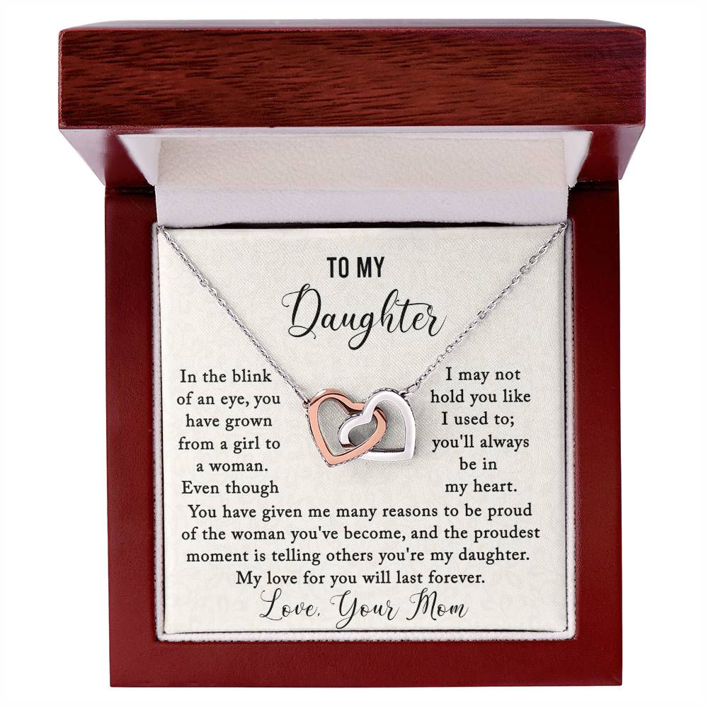 To My Daughter - Interlocking Hearts Necklaces - My love will last forever
