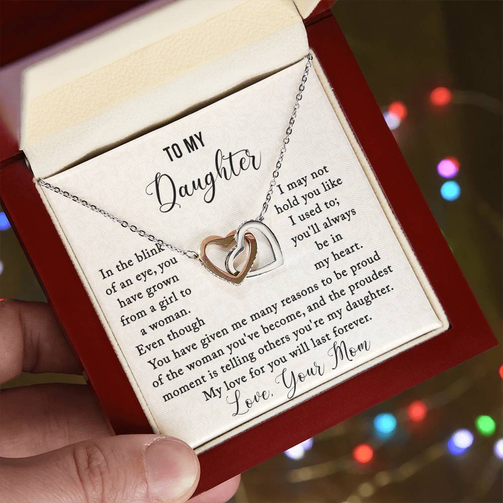To My Daughter - Interlocking Hearts Necklaces - My love will last forever