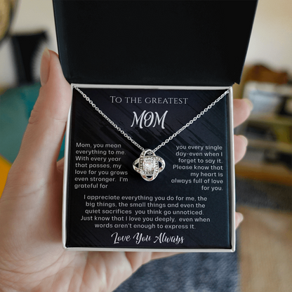 To The Greatest Mom Love Knot Necklace